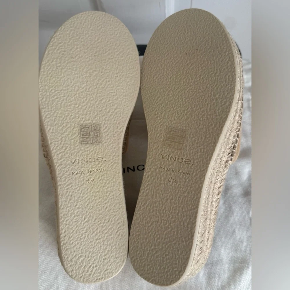 Vince Suede Tan Espadrille Platform Slides NWOT Size 8 - Picture 3 of 10